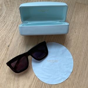 Karen Walker oversized black sunglasses with case